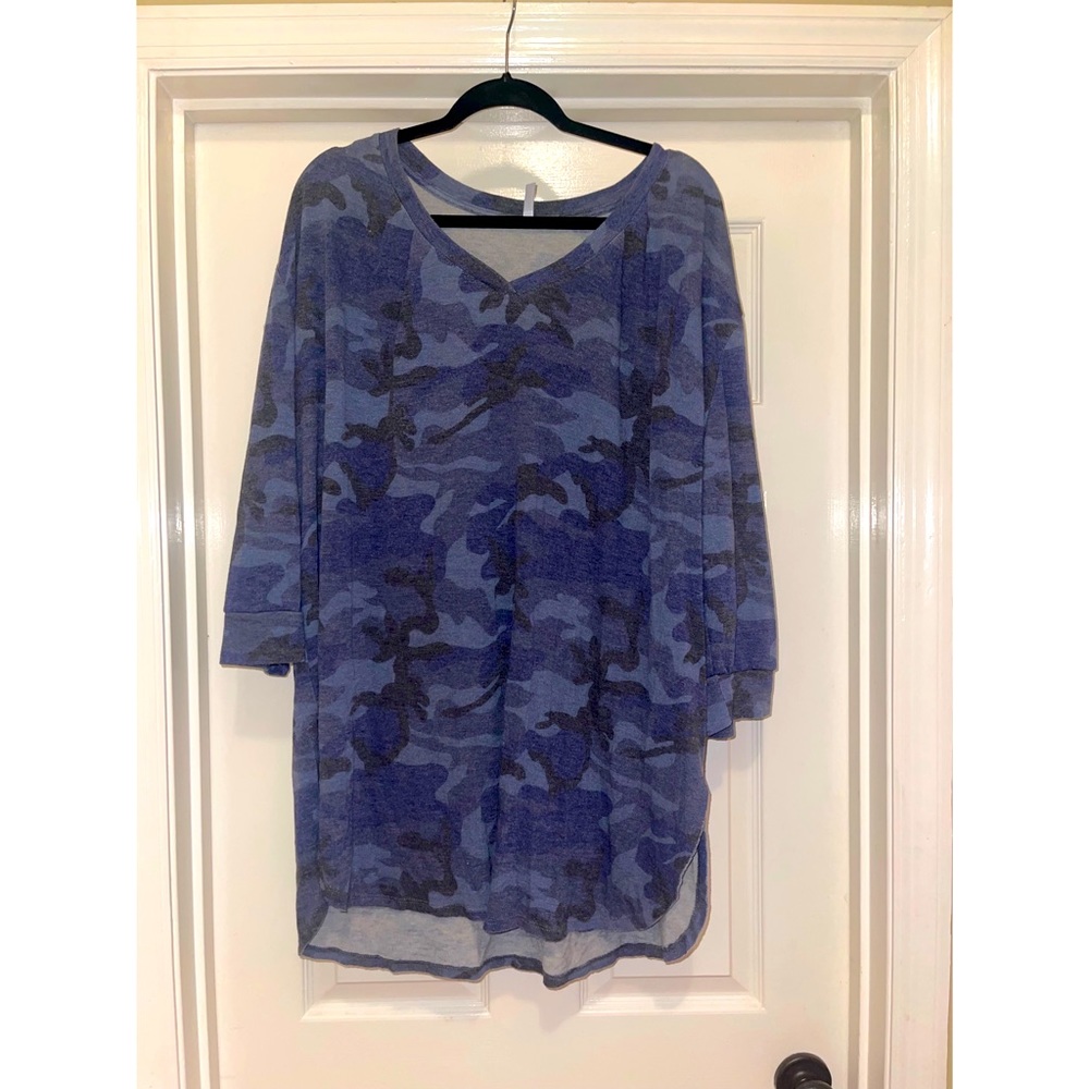Blue Camo print shirt from Jupee plus size 3X